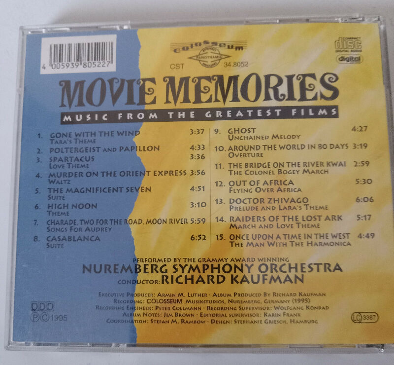 Movie Memories CD (feat. gone with the wind,casablanca,ghost,high noon,ect.)