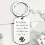 Porte-clés en acier inoxydable "Le bonheur''