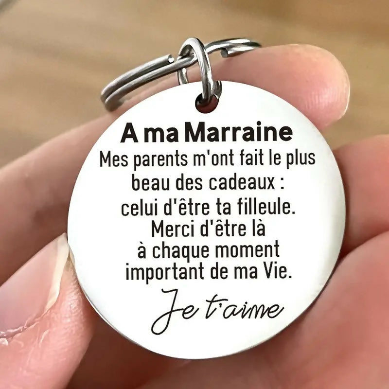 Porte clés 'A ma marraine'