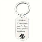 Porte-clés en acier inoxydable "Le bonheur''