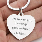Porte-clés en acier inoxydable 'je t'aime a la folie'