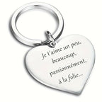 Porte-clés en acier inoxydable 'je t'aime a la folie'
