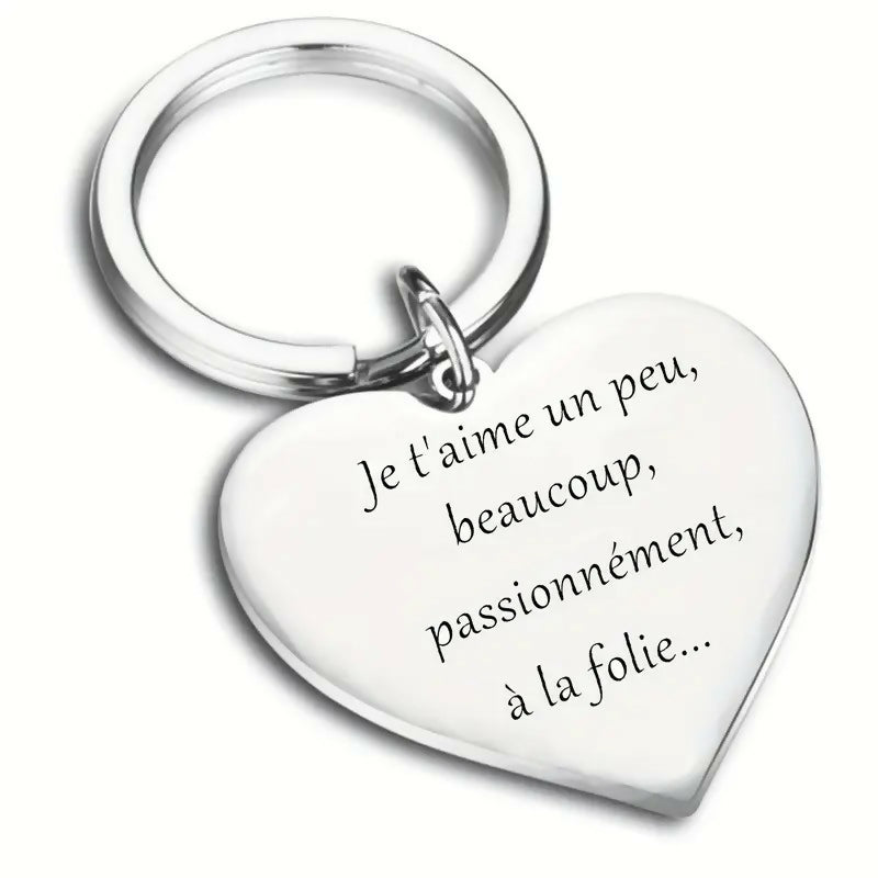 Porte-clés en acier inoxydable 'je t'aime a la folie'