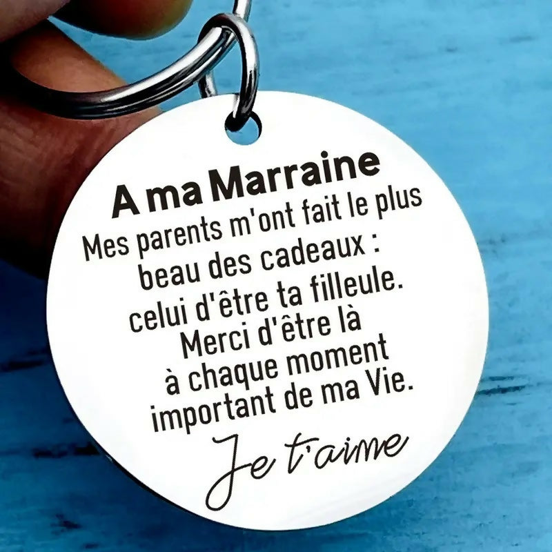 Porte clés 'A ma marraine'